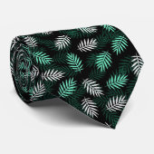 Palm Leaf Muster Dark Green Neck Tie Krawatte (Gerollt)
