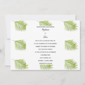 Palm Leaf Muster Green White Simple Wedding Einladung (Vorderseite)
