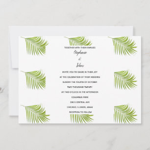 Palm Leaf Muster Green White Simple Wedding Einladung