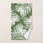 Palm Leaf Muster Moderne Tropen Mit Monogramm Badhandtuch Set (Handtuch)