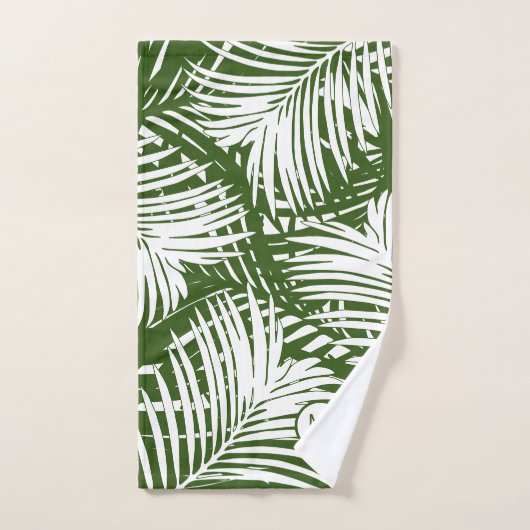 Palm Leaf Muster Moderne Tropen Mit Monogramm Badhandtuch Set (Handtuch)