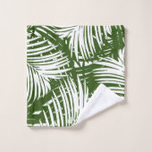 Palm Leaf Muster Moderne Tropen Mit Monogramm Badhandtuch Set (Waschlappen)