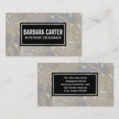 Palm Leaf Nahtloses Muster | Gold Leaf Lines Visitenkarte (Vorne/Hinten)