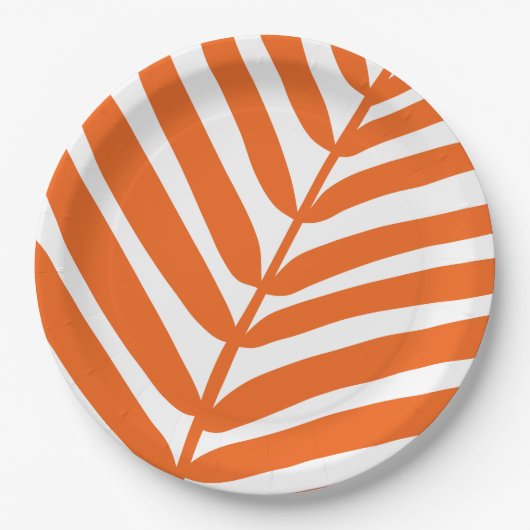 Palm Leaf Orange Pappteller (Vorderseite)
