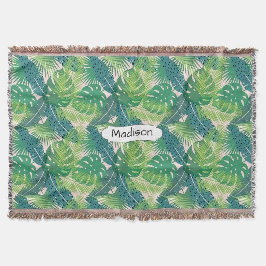 Palm Leaf Pattern individuelle Name Decke werfen (Vorderseite)