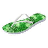 Palm Leaf Print, Emerald und Light Lime Green Badesandalen (Schrägansicht)
