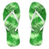 Palm Leaf Print, Emerald und Light Lime Green Badesandalen (Fußbett)