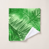 Palm Leaf Print, Emerald und Light Lime Green Badhandtuch Set (Waschlappen)