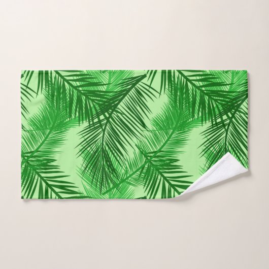 Palm Leaf Print, Emerald und Light Lime Green Badhandtuch Set (Handtuch)