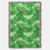 Palm Leaf Print, Emerald und Light Lime Green Decke (Vorderseite Vertikal)