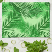 Palm Leaf Print, Emerald und Light Lime Green Geschirrtuch (Gefaltet)