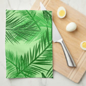 Palm Leaf Print, Emerald und Light Lime Green Geschirrtuch (Viertel Falte)