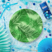 Palm Leaf Print, Emerald und Light Lime Green Pappteller (Party)