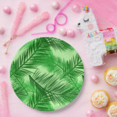Palm Leaf Print, Emerald und Light Lime Green Pappteller (Party)