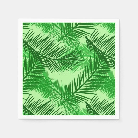 Palm Leaf Print, Emerald und Light Lime Green Serviette (Vorderseite)