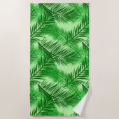 Palm Leaf Print, Emerald und Light Lime Green Strandtuch (Vorderseite)