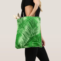 Palm Leaf Print, Emerald und Light Lime Green