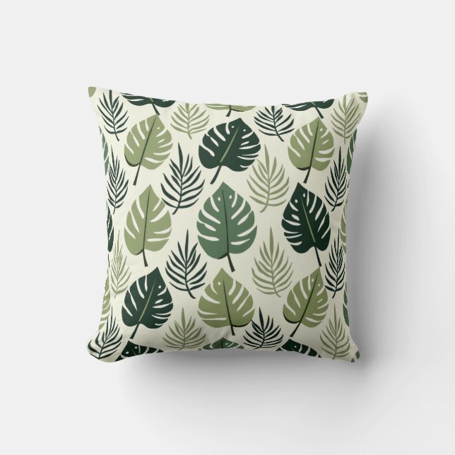 Palm Leaf Repeat Pattern – Tropical Botanical  Kissen (Vorderseite)