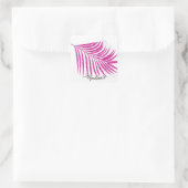 Palm Leaf Rosa Glitzer Individuelle Name Niedlich  Quadratischer Aufkleber (Tasche)