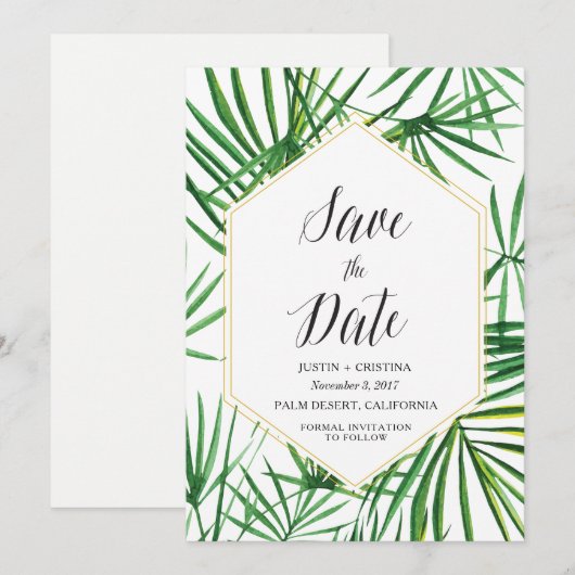Palm Leaf Save the Date (Vorne/Hinten)