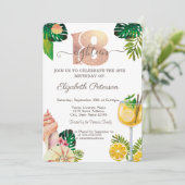 Palm Leaf Seashells Cocktail Sommer 18. Geburtstag Einladung (Stehend Vorderseite)