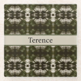 Palm Leaf Shadow Army Green, anpassbar Glasuntersetzer