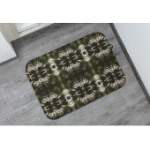 Palm Leaf Shadow Pattern in Army Green Badematte