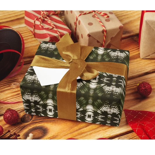 Palm Leaf Shadow Pattern in Army Green Geschenkpapier