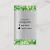 Palm Leaf Silver Metallic Holz Grain Trimm Visitenkarte (Rückseite)