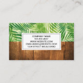 Palm Leaf Silver Wood Grain Visitenkarte (Rückseite)