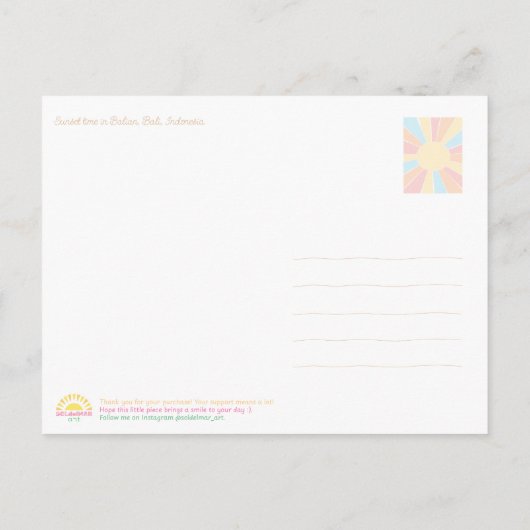 Palm Leaf Sunset Bali Indonesia Postcard Postkarte (Rückseite)