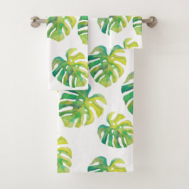 Palm Leaf Tropical Hawaii Sommer Lebensraum Grüne Badhandtuch Set