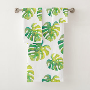 Palm Leaf Tropical Hawaii Sommer Lebensraum Grüne Badhandtuch Set