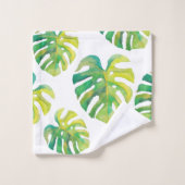 Palm Leaf Tropical Hawaii Sommer Lebensraum Grüne Badhandtuch Set (Waschlappen)