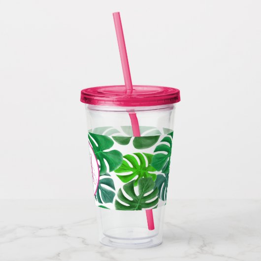 Palm Leaf und Monogram Acryltrinkbecher (Links)