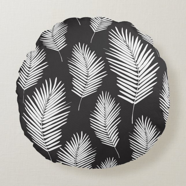 Palm Leafs Muster Rundes Kissen (Vorderseite)