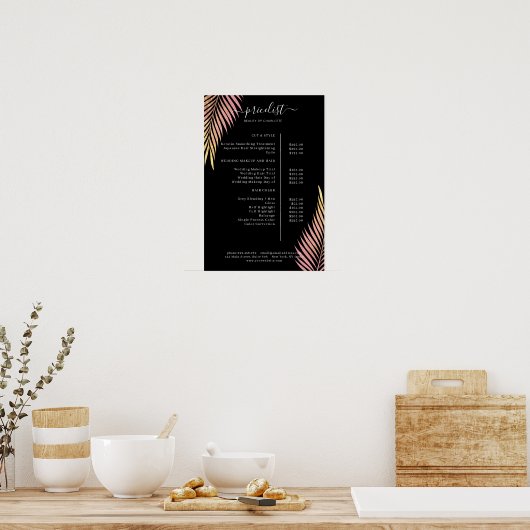Palm Leafy Salon Price List Poster (Küche)