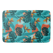 Palm leaves and hibiscus flower tropical pattern badematte (Vorderseite)