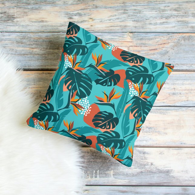 Palm leaves and hibiscus flower tropical pattern kissen (Von Creator hochgeladen)