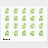 Palm Leaves Glittery Green Custom Name Cute Quadratischer Aufkleber (Blatt)