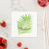 Palm Leaves Glittery Green Custom Name Cute Serviette (Beispiel)