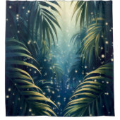 Palm leaves sparkled by moonshine and fireflies duschvorhang (Vorderseite)