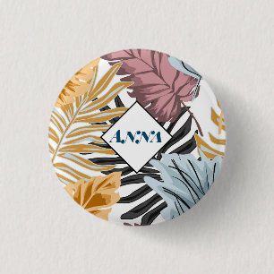 Palm leaves, Tropical, Botanical, Dschungel, Fores Button