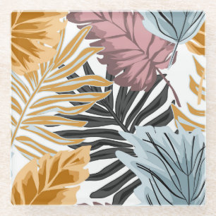 Palm leaves, Tropical, Botanical, Dschungel, Fores Glasuntersetzer