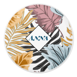 Palm leaves, Tropical, Botanical, Dschungel, Fores Keramikknauf