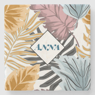 Palm leaves, Tropical, Botanical, Dschungel, Fores Steinuntersetzer