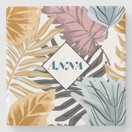 Palm leaves, Tropical, Botanical, Dschungel, Fores Steinuntersetzer (Vorderseite)