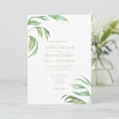 Palm Leaves Wedding Invitation Einladung (Stehend Vorderseite)