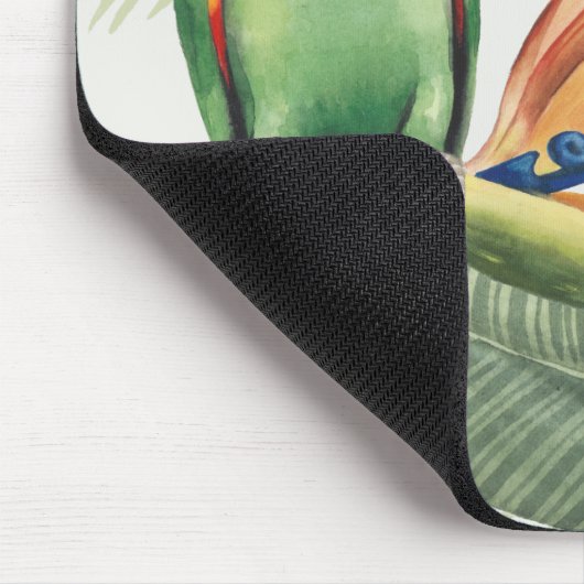 Palm Leaves With Green Bird Mousepad (Ecke)