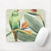 Palm Leaves With Green Bird Mousepad (Mit Mouse)